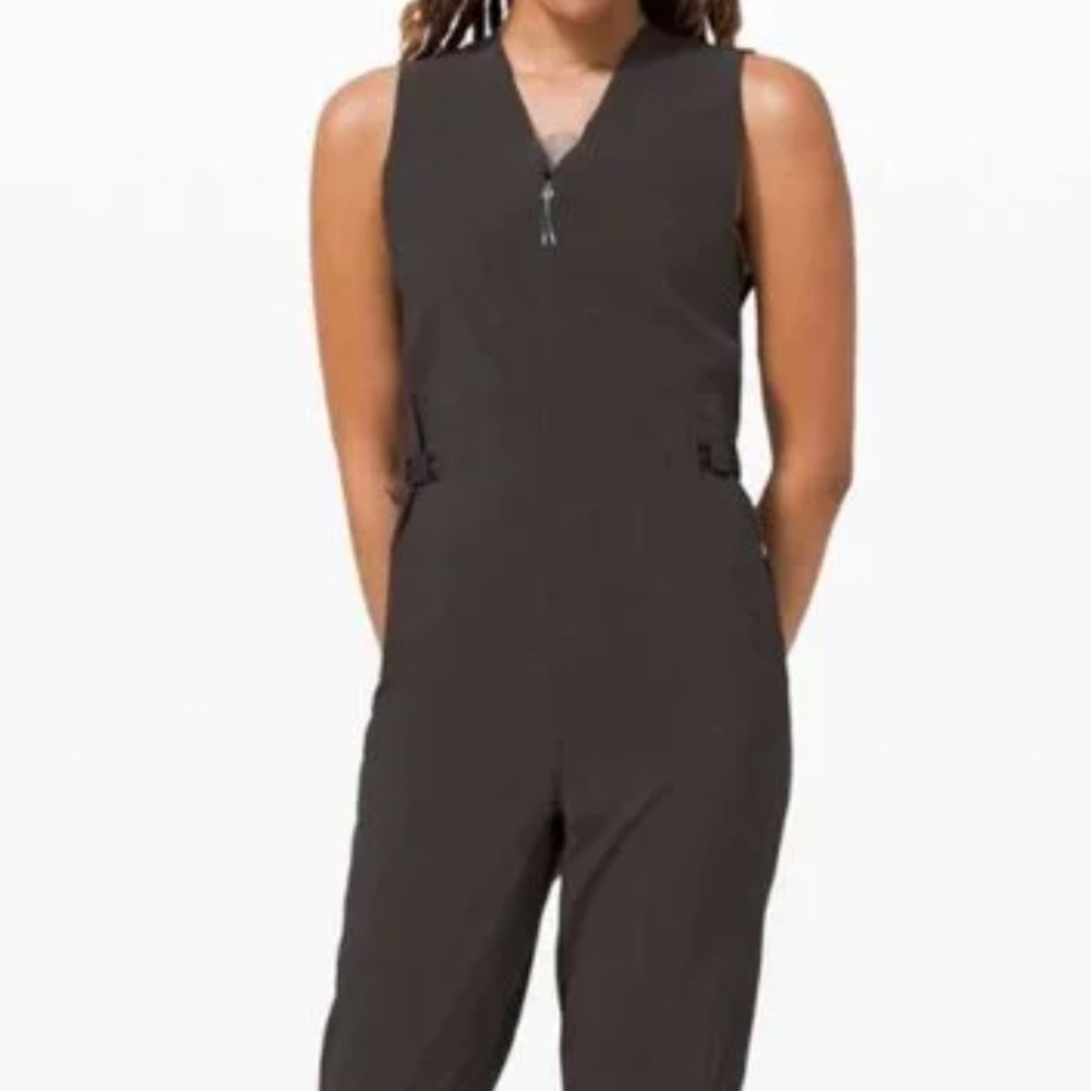 lululemon athletica Women's Sleeveless Zip Jumpsuit in Dark Brown